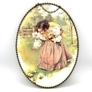 Vintage Oval Chain Frame with print  Cottagecore Maximalist Gallery Wall Art